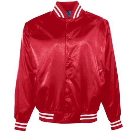 AUGUSTA MEDICAL SYSTEMS LLC Augusta 3610A Satin Baseball Jacket-Striped Trim; Red & White - Large 3610A_Red/ White_L